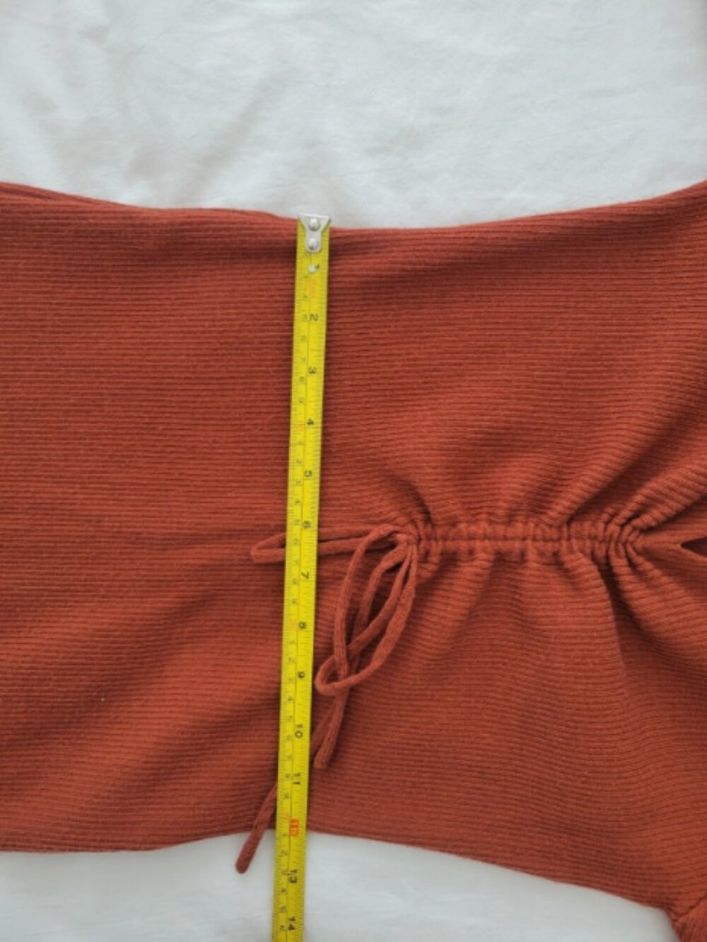 PRETTY GARDEN Womens Dress Size S Orange Ruched Sweater Midi Lantern Sleeve Knit - Picture 4 of 7